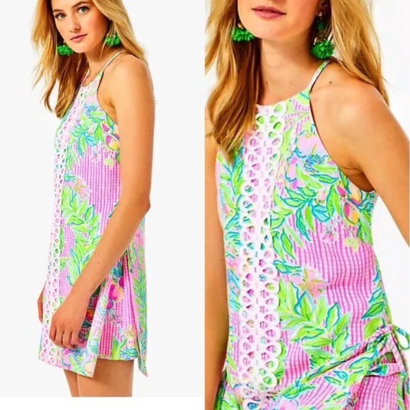 NWT 178.00 LILLY PULITZER PEARL ROMPER MULTI DON'T STOP BELEAFING